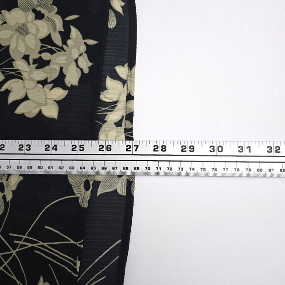 Chaps Tie Keyhole Neckline Sheer Floral Print Top Black Beige XL - Picture 5 of 5
